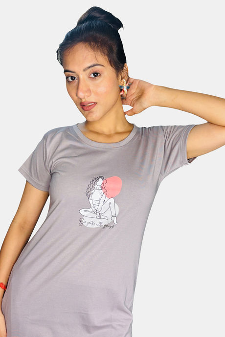 Sweetmoon Long T Shirt Nightdress - Grey — image 5
